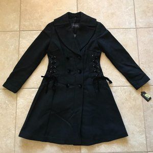 GUESS Women's Side Lace Down Black Winter Coat